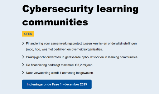 Call voor cybersecurity learning communities